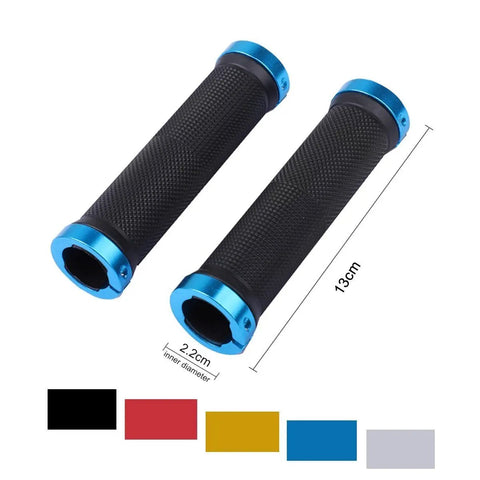 Golden Aluminum Locking Handlebar Grips For Mountain Bikes With Double Locking Ring System Rubber Comfort Grips 131 Mm Long