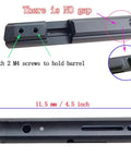 Short Style Black Aluminum Breech Kit With 12mm Dovetail Groove for Crosman CO2 Pistols, close-up with no gap visible