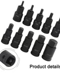 Set of 10 Beefy One Half Inch Square Drive Converter Kit For Impact Wrenches Chrome Vanadium Socket Adapters H4-H19