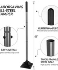 48 Inch Steel Tamper With 14 Pound 10x10 Steel Head And Rubber Grip Labor Saving All Steel Heavy Duty Tool For Leveling Ground