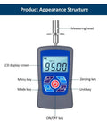 Slick Pocket Sized Digital Fruit Hardness Tester With Dead Accurate Peak Readings And Reliable Buzzer Alarm Perfect For Checking Fresh Pears Grapes And Oranges 0.2 To 30 Kgf Per Cm Squared showing LCD display screen and measuring head.