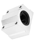 SC30UU 30mm Linear Motion Ball Bearing Slide Block In Precision Aluminum Alloy For Smooth Shaft Guidance Rock Solid Performance In 3D Printers And CNC Machines With Slick Oxidized Finish And Zero Wiggle Movement, close-up view.