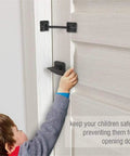 Two Piece Heavy Duty 4 1/2 Inch Sliding Barn Door Hardware Set With Slick Cast Copper Latch Hook And Eye Lock Rust Resistant For Straight Up Secure Wood Doors on door handling by child.