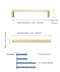 Diagram showing 10 Pack 5 Inch Brushed Gold Cabinet Pulls Zinc Alloy Handles dimensions and included screws with 128mm center to center.