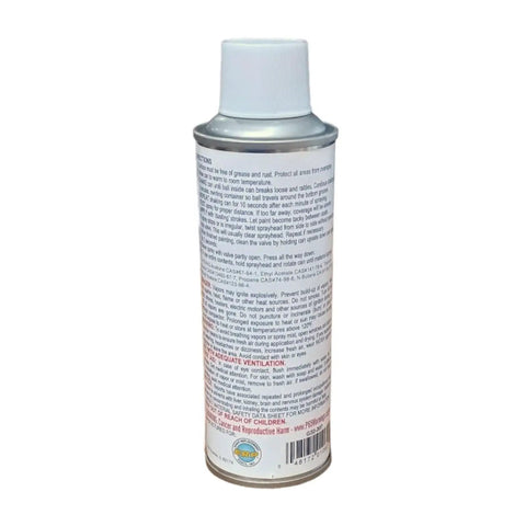 Microwave Cavity Spray Paint 6oz can featuring instructions and safety information for effective spray application.