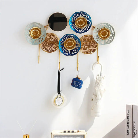 Solid Double Wall Coat Hooks Smooth Mirror Metal Entryway Rack For Hats Bags Keys Towels Top Shelf Foyer Storage with colorful decorative hooks.