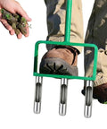 Hollow Tine Lawn Aerator Tool 42 Inch Stainless Steel Manual Core Aerator with Beveled Tines, shown in use on grass.