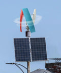 100W Vertical Axis Wind Turbine with Smart Controller and Permanent Magnet Generator, low noise helical windmill, blue-white-red finish