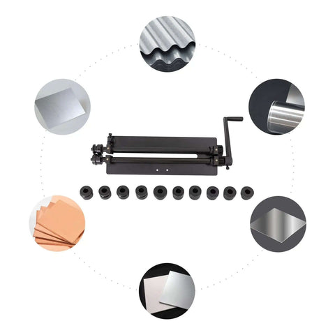 Bead Roller For Sheet Metal Fabrication With 6 Die Set Built To Last Heavy Duty Beading Tool with 18 Gauge Capacity shown with die set