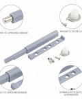 Push To Open Magnetic Cabinet Latch Handle Free Door Catch For Kitchen Cabinets And Wardrobes Durable PP Plastic Grey 1 Pack