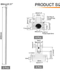 Two Pack 8mm By 400mm Linear Motion Rail Shaft Guide Kit With Four SCS8UU Bearings And Four SK8 Rail Supports For CNC Machines And 3D Printers Silver Finish size diagram