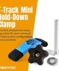 Four Pack T-Track Hold Down Clamp Set With Mini And Standard Clamps Includes Bolts Washers And Five-Star Knobs Perfect For T-Slot Tables