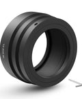 T Mount Lens Adapter T Ring M42x0.75mm for Canon RF Mount with manual focus feature, shown with alignment tool
