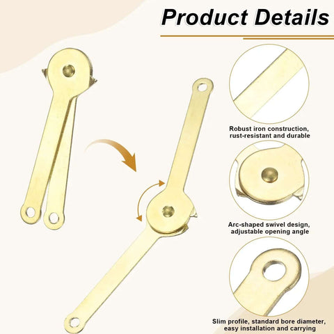Image of 6 Pack Rock Solid Iron Lid Support Hinges With Spring Loaded Action 4.72 Inch Size showcasing robust iron construction and swivel design.