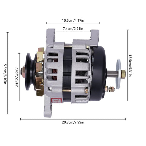 Side view of 2000W Permanent Magnet Generator For Agriculture with measurement details