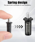 8 Piece Black Metal Cabinet Door Damper Pins Spring Loaded Telescopic Pivot Pins For Cabinet Doors And Shutters Furniture Repair And Maintenance Kit For Quick Home Repairs product showing spring design and retractable pin with hand holding a pin