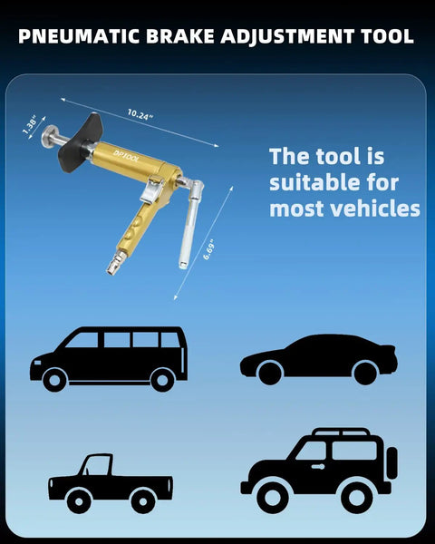 Image of 23 Piece Pneumatic Brake Caliper Wind Back Tool Kit with 22 Adapters, compatible with multiple vehicle types.