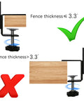 Image showing proper use of Dang Tough Deck String Light Poles Four Pack adjustable clamps on fences 3.3 inches thick or less.