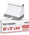 Heavy Duty 1000 Pack Poly Mailers 10x13 Inches Waterproof Self Seal Shipping Envelopes For Clothing And Soft Goods E Commerce Packaging And Small Business Supplies Durable White Bags displayed on box