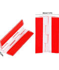 Premium Self Adhesive Acrylic Hinges For Cabinets Drawers Transparent Continuous Folding Hardware Craft Display Tool Sweet Grip Rock Solid Build Mini Heavy Duty Snap On Design For Home Workshops shown with red backing and dimensions 2.55 x 1.57 in.