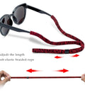 Durable Adjustable Eyeglass Chains For Men And Women Keep Your Specs Secure During Sports With Unisex Sunglasses Holder Straps No More Lost Glasses 2 Pack showing adjustable length and soft braided material