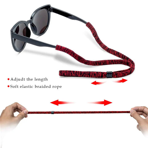 Durable Adjustable Eyeglass Chains For Men And Women Keep Your Specs Secure During Sports With Unisex Sunglasses Holder Straps No More Lost Glasses 2 Pack showing adjustable length and soft braided material