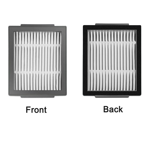 Front and back view of Premium Replacement Filters For iRobot Series I7 I7 Plus J7 E5 E6 E7 I2 I4 I4 Plus I6 I6 Plus I8 I8 Plus I1 I1 Plus J5 J5 Plus Cleaners Compatible With Robotic Vacuum Cleaners