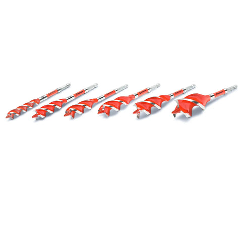 Six Piece High Speed Auger Bit Set 6.25 Inch With Tri-Flute And Triple Sharpened High Speed Steel For 20x Faster Cuts Nail Ripper Durable