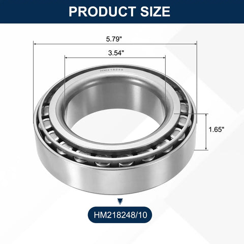 Heavy Duty Tapered Roller Bearing Cone And Cup Set With 3.54 Inch Bore, 5.79 Inch Outer Diameter, 1.65 Inch Thick, Chrome Steel Construction, ABEC 3 Precision For High Load Industrial Applications image showing product size