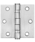 Stainless steel square door hinge, 3 x 3 in, butt hinge with ball bearing, front view.