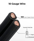 Close-up of Low Voltage Landscape Lighting Wire 10 Gauge 2 Conductor Direct Burial Spool PVC Insulated with copper strands visible