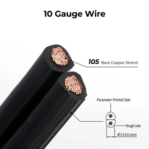 Close-up of Low Voltage Landscape Lighting Wire 10 Gauge 2 Conductor Direct Burial Spool PVC Insulated with copper strands visible