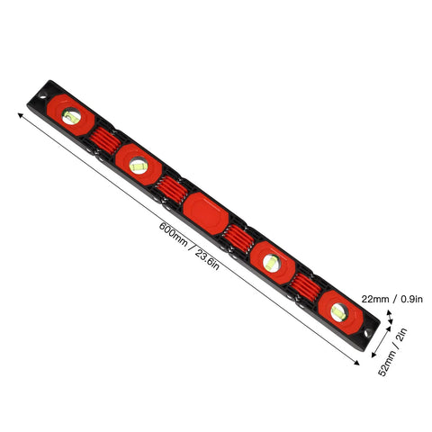 Schimer Foldable Spirit Level Ruler with 4 Bubbles Magnetic Design High Accuracy for DIY Projects Home Decoration 600Mm, displaying dimensions.