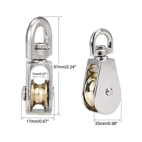 1 Inch Lifting Crane Swivel Hook Pulley Block Set In Zinc Alloy Single Wheel Hanging Wire Tow Pulley For Indoor Outdoor Use Beefy Heavy Duty Rigging Gear 3 Pack, 25x9mm