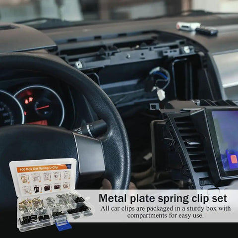 100 Pcs 10 Sizes Auto Car U Clip Metal Trim Panel Spring Clips Moulding Clip Kit Replacement for Most Cars Durable