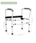 Heavy Duty Adjustable Toilet Safety Frame And Rail For Elderly Bathroom Assist with measurements 25 to 30 inches tall and 300 lbs capacity.