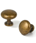 Antique Brass Cabinet Knobs 10 Pack Zinc Alloy Single Hole Drawer Pulls For Kitchen Cabinets And Dressers With 1.27 Inch Hole 1.2 Inch Height