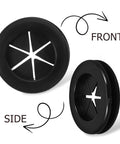 4 Pcs Black Rubber Grommet Kit Dual Sided Cable Hole Cover For Easy Cable Management Durable Round Hole Plugs Grommets Ideal For Home Workshop And Vehicle Use, front and side view