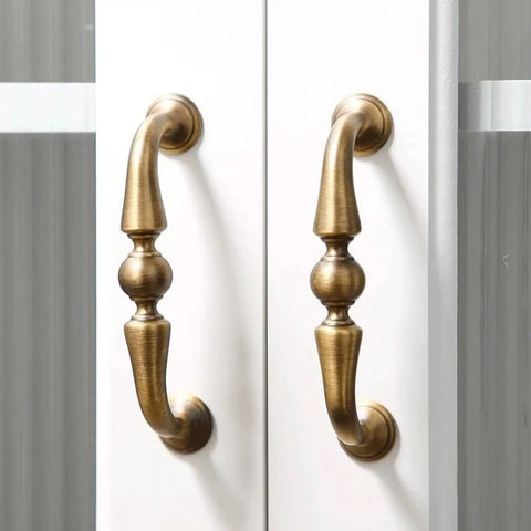 Antique Bronze Cabinet Handle And Drawer Pull Set With 5 Inch Center To Center Spacing, Solid Brass Vintage Kitchen Cupboard Knob