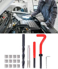 Mechanic using Pro Grade 17 Piece Thread Repair Kit with Stainless Steel Twisted Drill, Tap Wrench and M10x1 Threaded Inserts