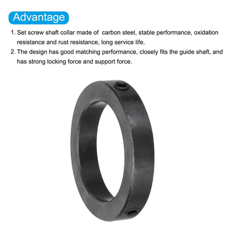 Rock Solid Carbon Steel Shaft Collar Pair Featuring Two Point Two Inch Bore Set Screw Clamping Grip Black Coating For Motor Bases And Industrial Drive Projects