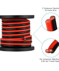 8 Gauge 2 Conductor Parallel Silicone Wire Red Black Ultra Flexible Extension Cable For LED Strip 20 Ft Spool Tinned Copper Core