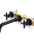 Oil Rubbed Bronze Wall Mount Bathroom Faucet With Two Handle Vanity, 360 Degree Rotating Spout, Includes Rough-In Valve