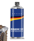 Two Part Pro Grade Industrial Strength Metal Bonding Paste For Structural Restoration High Temperature Adhesive Gel With Hardener Cold Weld Sealant For Pipes And Tough Surfaces Permanent Weld Substitute Without Welding Equipment in blue packaging with a close-up of applied paste on metal pipes.