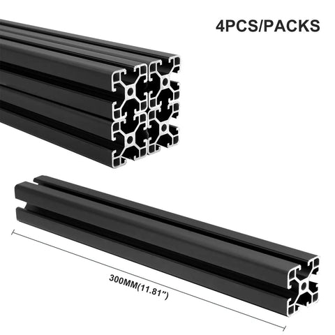 4 Pack 4040 T Slot Aluminum Extrusion 300mm Black 40x40 Profile For DIY Framing And 3D Printer Builds European Standard Anodized Linear Rail System With Easy Mounting For Custom Projects, 300mm bars