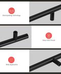 Matte Black Cabinet Handle Set Of 15 With 3 Inch Center Hole Stainless Steel Drawer Pulls And Knobs For Cabinets Bathrooms And Cupboards Durable Kitchen Hardware With Classic Round Tube Design For A Sleek Dope Upgrade. matte black round tube cabinet handle close-up