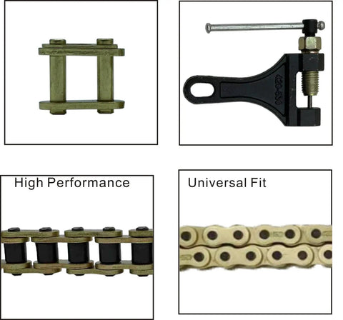 428H Gold 130 Links Motorcycle Chain With Chain Breaker For 125Cc To 200Cc Mini Bikes Dirt Bikes Go Karts And Chinese ATVs