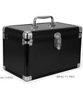 Black Portable Aluminum Tool Box With Shockproof And Dustproof Design, 2 Layer Sealed Clasp Organizer, 30x18x19 cm