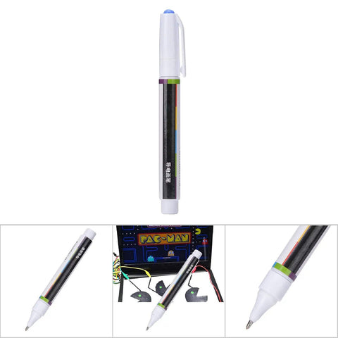 Easy To Use Conductive Ink Repair Pen For Circuit Boards DIY Electronics Tool For Quick Solderless Fixes Nickel Powder Based Conductive Paint With Strong Adherence And Water Resistance Great For Damaged Traces And Pads shown with detailed nib and cap