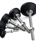 Close-up of Beefy Adjustable Lathe Leg Set 40mm Diameter Threaded Leveling Feet with Swivel Base and Articulating Legs